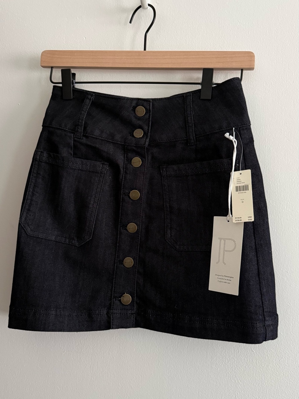 Pilcro Sawyer Dark Button-Front Denim Skirt